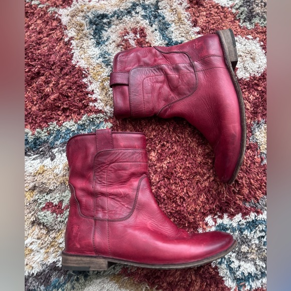 short Paige red riding Frye cowboy boots - Picture 2 of 10